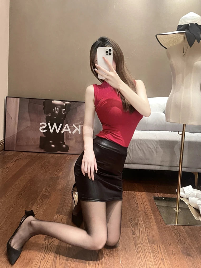 Sexy Leder-Minirock – High-Waist PU Rock